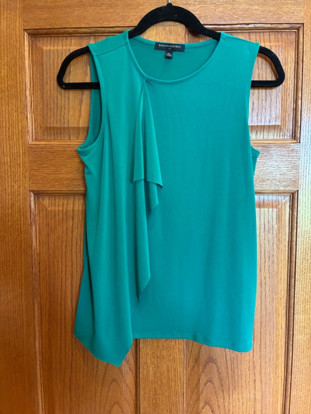 Banana Republic Teal Green Sleeveless Cascade Front Shell